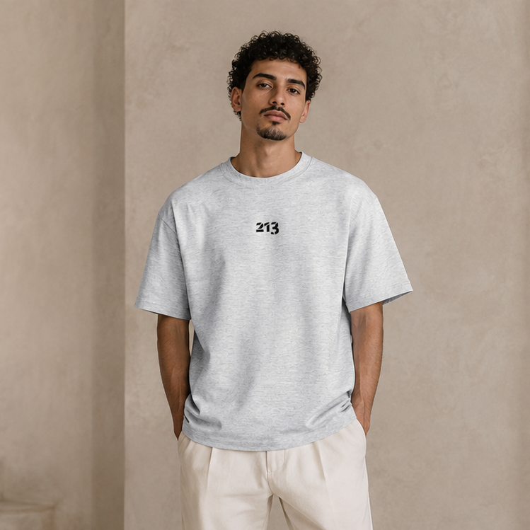 T-shirt 213 gris clair porté de face
