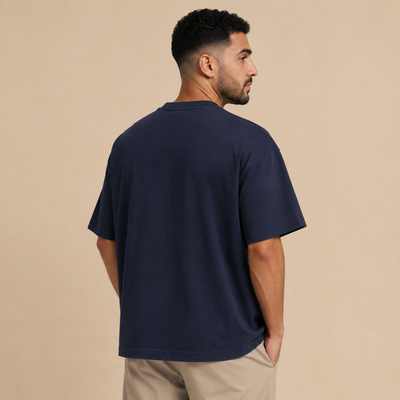 T-shirt Hilal Line bleu marine présenté de dos