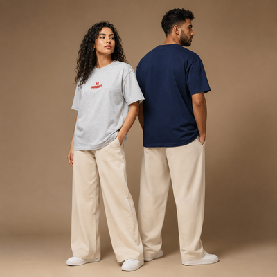 T-shirts DZ Mindset gris clair et bleu marine présentés de face et de dos