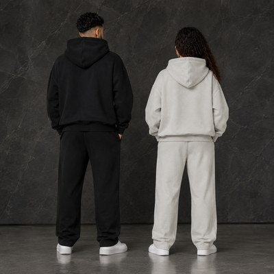 Ensembles Sirocco noir et écru présentés de face et de dos