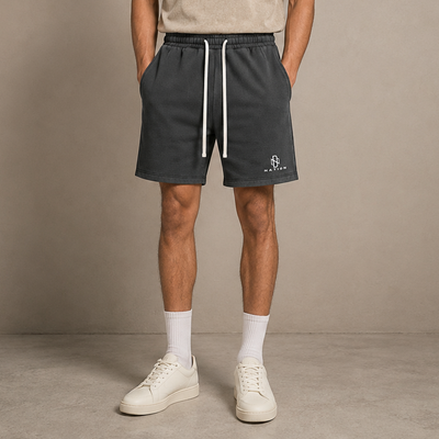 Short Délavé anthracite porté de face