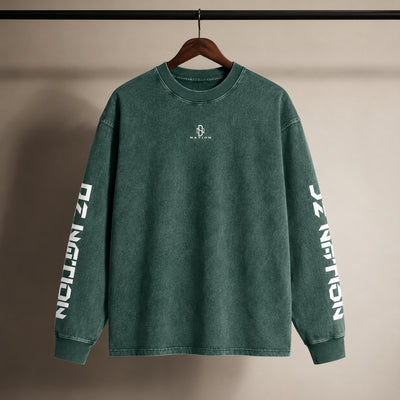 T-shirt manches longues DZ vert présenté sur cintre