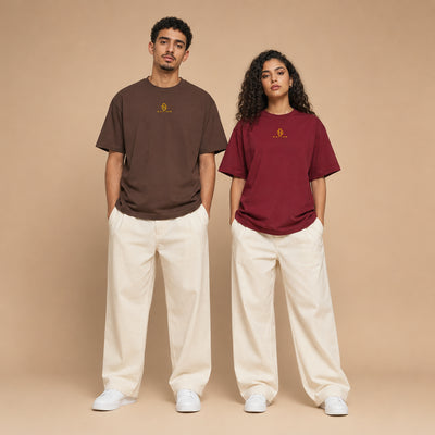 T-shirts Alger brun et bordeaux portés de face