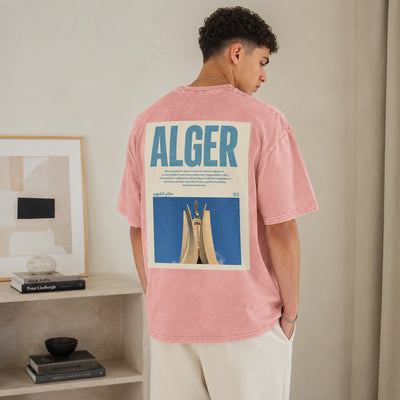 T-shirt Maqam Echahid rose avec design Alger et Maqam Echahid au dos
