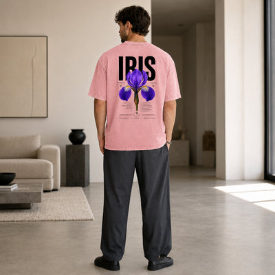 T-shirt Iris d’Alger rose avec illustration florale au dos