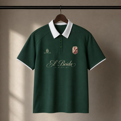 Polo El Beida vert à plat, fond uni