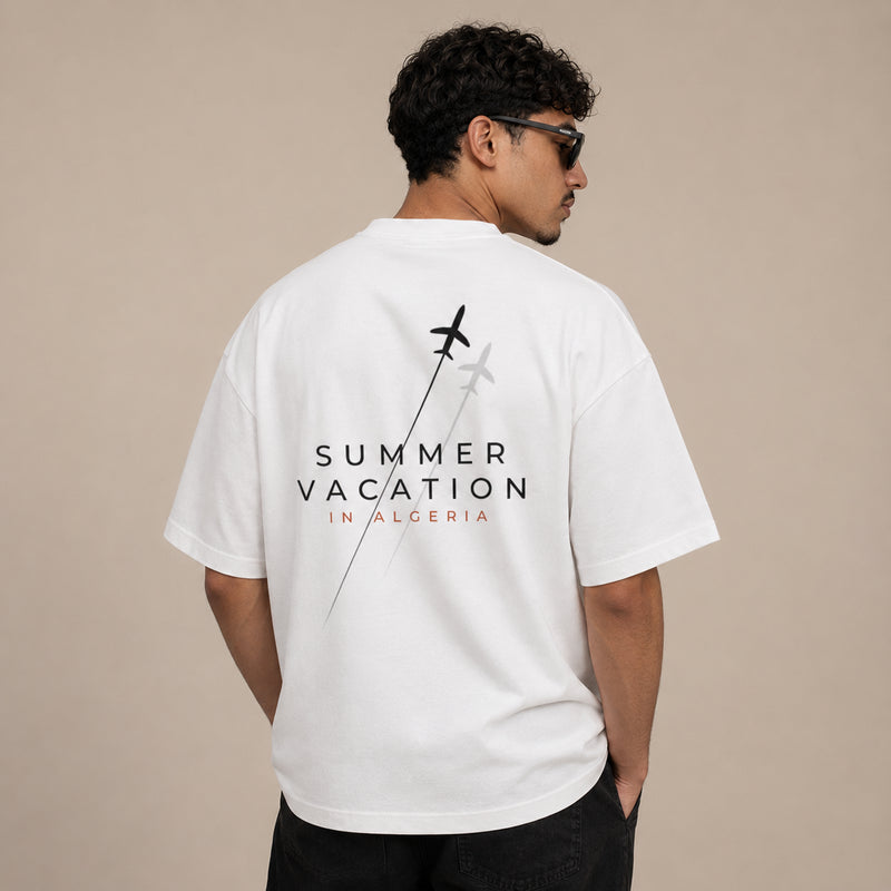 T-shirt Summer in Algeria blanc avec design Summer Vacation imprimé au dos