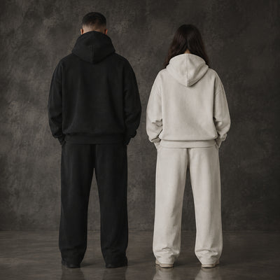Sweats à capuche Sirocco noir et écru avec pantalons assortis