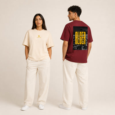T-shirts Alger écru et bordeaux présentés de face et de dos