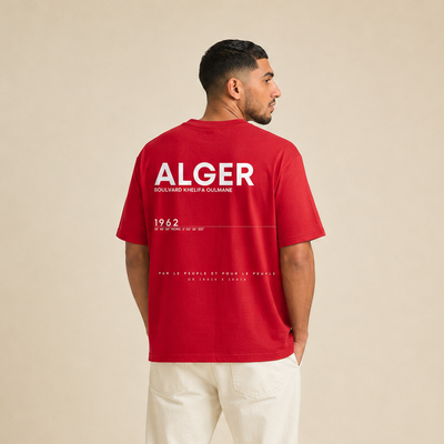 T-shirt Alger 1962 rouge avec inscription ALGER au dos