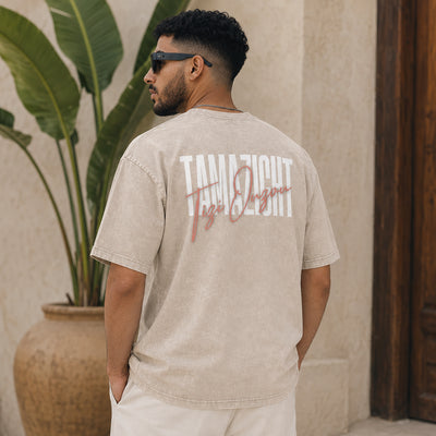 T-shirt Tamazight beige avec inscription Tamazight et Tizi Ouzou au dos