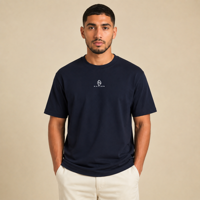 T-shirt Tassili Rupestre bleu marine porté de face