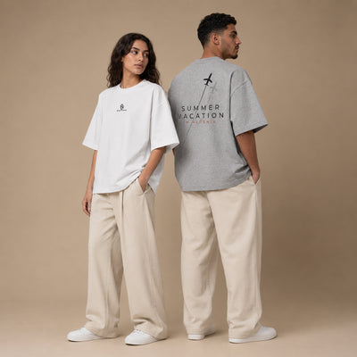 T-shirts Summer in Algeria blanc et gris portés par un homme et une femme