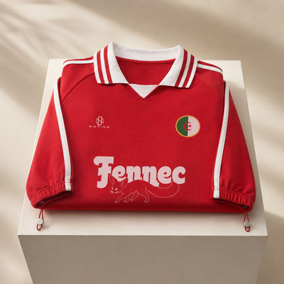 Sweat Fennec rouge avec écusson algérien présenté à plat
