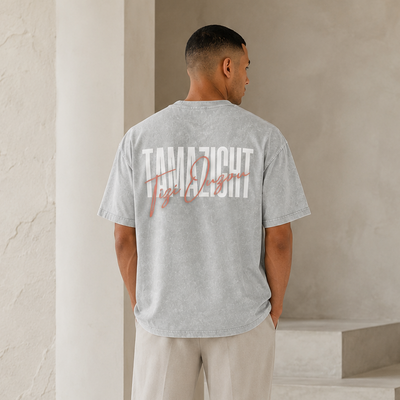 T-shirt Tamazight gris clair avec grand design imprimé au dos