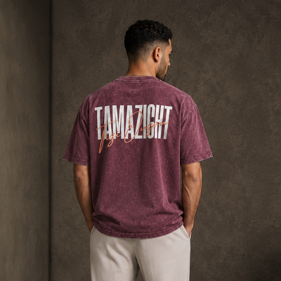 T-shirt Tamazight bordeaux avec inscription Tizi Ouzou au dos