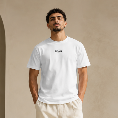 T-shirt Ze3ma blanc porté de face