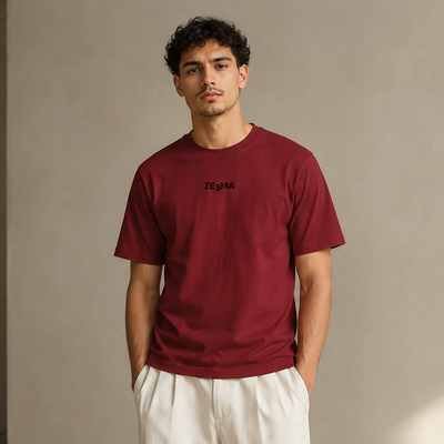 T-shirt Ze3ma bordeaux porté de face