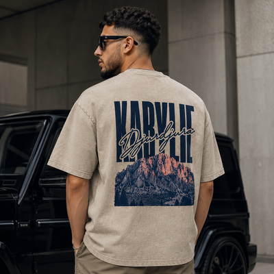 T-shirt Kabylie beige avec paysage du Djurdjura imprimé au dos