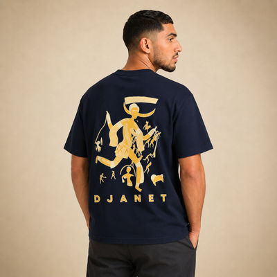 T-shirt Djanet noir avec illustration inspirée du Tassili au dos
