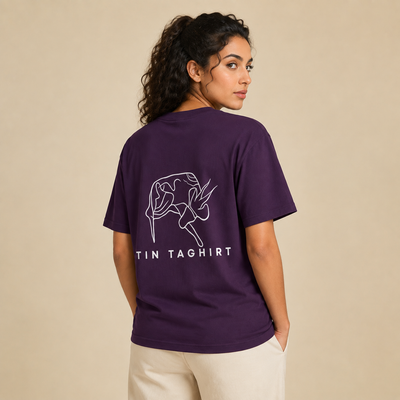 T-shirt Tin Taghirt violet avec grand design Tin Taghirt