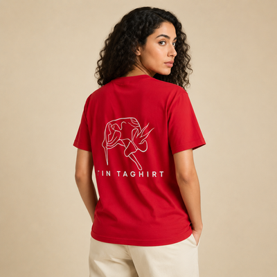 T-shirt Tin Taghirt rouge avec grand design imprimé au dos