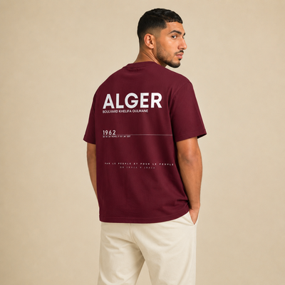 T-shirt Alger 1962 bordeaux avec inscription ALGER au dos