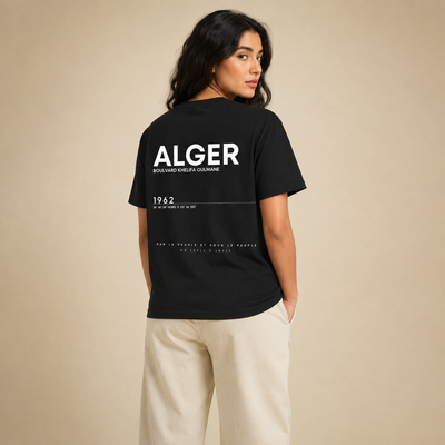 T-shirt Alger 1962 noir porté de dos