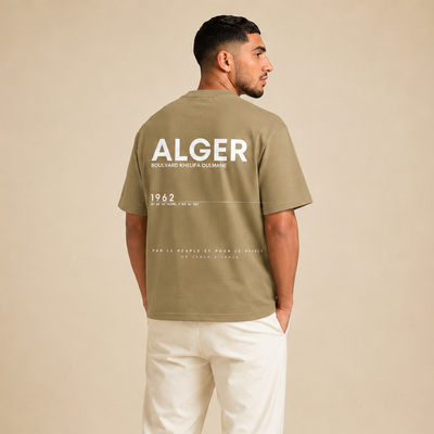 T-shirt Alger 1962 kaki avec design ALGER 1962 imprimé au dos