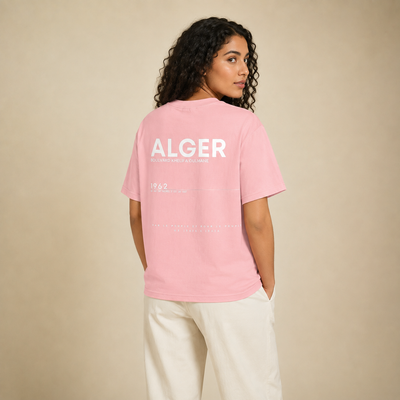 T-shirt Alger 1962 rose porté de dos