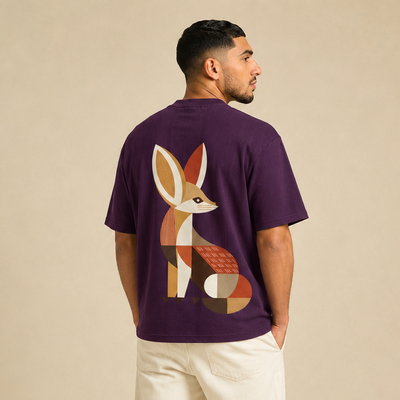 T-shirt Fennec violet avec grand fennec graphique au dos