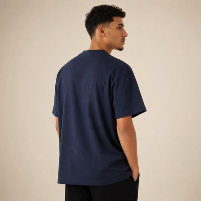T-shirt Nif bleu marine présenté de dos