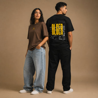 T-shirts Alger brun et noir avec impression graphique au dos