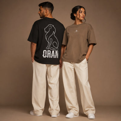 T-shirts Oran noir et brun présentés de face et de dos